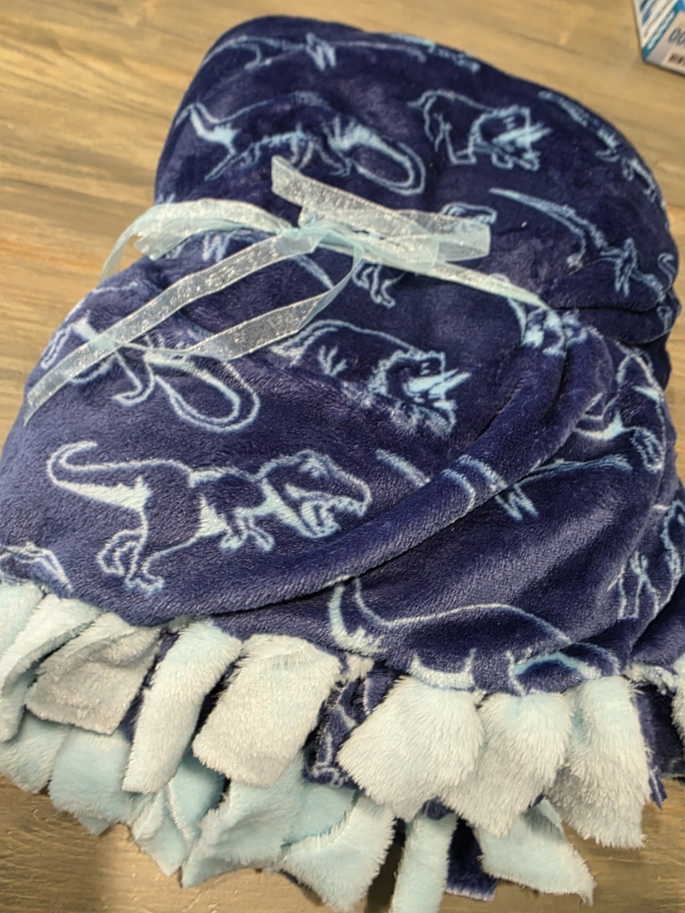 Blue Dinosaur Plush Throw Blanket